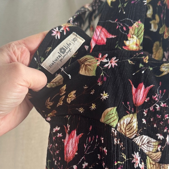 NATURAL LIFE Black Floral Maxi Dress with Pink and Green Accents - Picture 4 of 5